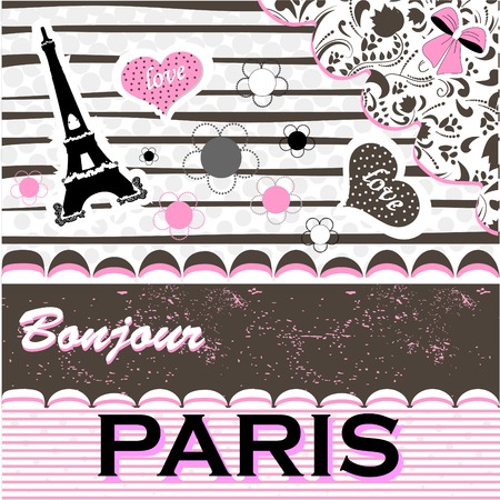 Paris.Romantic greeting cardのイラスト素材