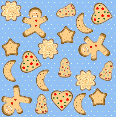 Christmas seamless pattern with cute gingerbreadのイラスト素材