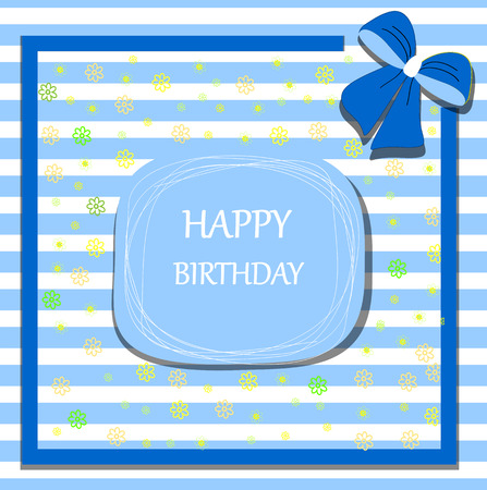 happy birthday card ribbon bowのイラスト素材