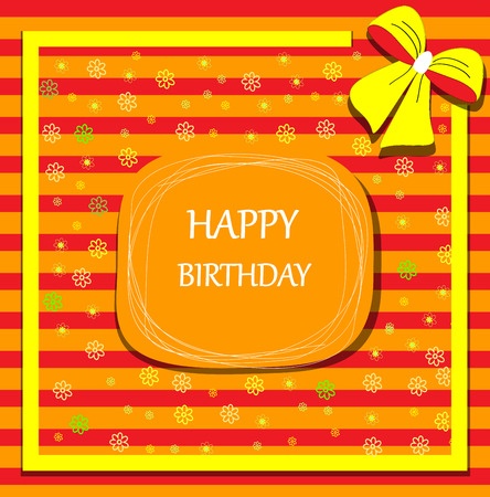 happy birthday card ribbon bowのイラスト素材