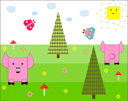 Illustration of a pigのイラスト素材
