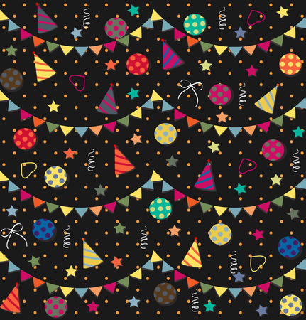 Holiday seamless abstract background with streamers, confetti and sparksのイラスト素材
