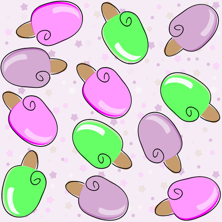 seamless pattern ice cream, ice lolly, pastel colors on white background. Vectorのイラスト素材
