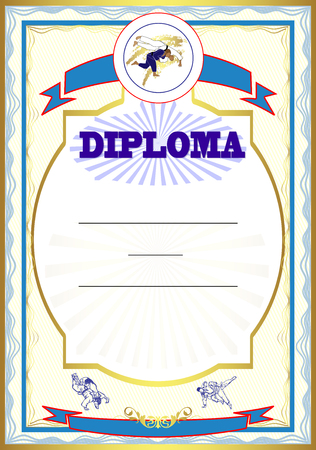 illustration of Judo. Hand drawn. diploma artのイラスト素材