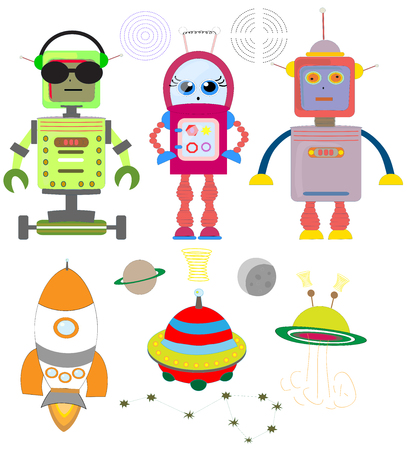 Universe cosmos flat icons collectionのイラスト素材