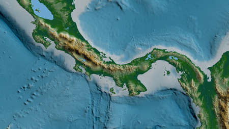 Physical map of the area around the Panama tectonic plate. 3D renderingの写真素材