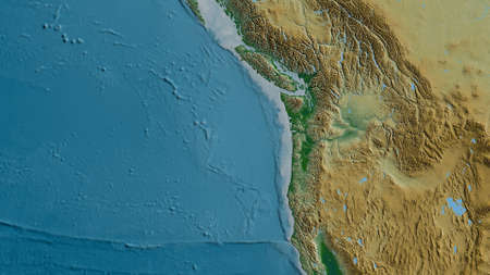 Physical map of the area around the Juan De Fuca tectonic plate. 3D renderingの写真素材