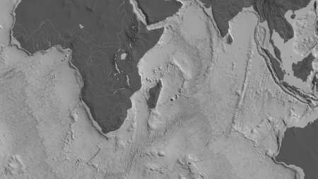 Bilevel map of the area around the Somalian tectonic plate. 3D rendering