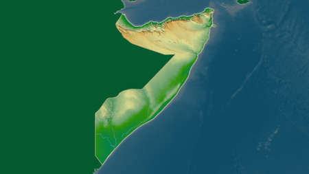Somalia area map in the Azimuthal Equidistant projection. color physical map. Overlay with clean background without bordersの写真素材