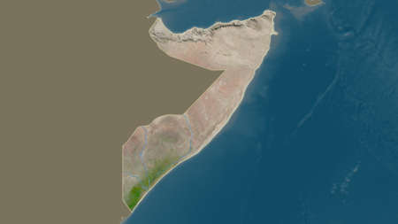 Somalia area map in the Azimuthal Equidistant projection. satellite imagery. Overlay with clean background without bordersの写真素材