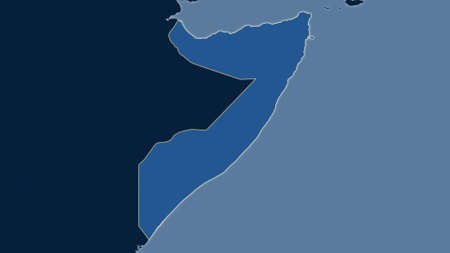 Somalia area map in the Azimuthal Equidistant projection. shapes only - land/ocean mask. Full composition of rasters without bordersの写真素材