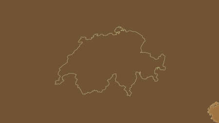 Switzerland area map in the Azimuthal Equidistant projection. tinted elevation shader. Clean shape without bordersの写真素材