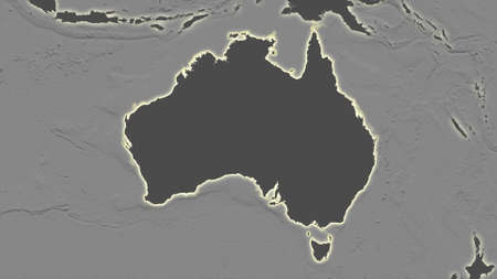 Australia area map in the Azimuthal Equidistant projection. bilevel elevation map. Clean shape without bordersの写真素材