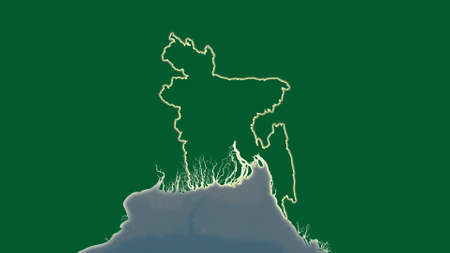 Bangladesh area map in the Azimuthal Equidistant projection. color physical map. Clean shape without bordersの写真素材