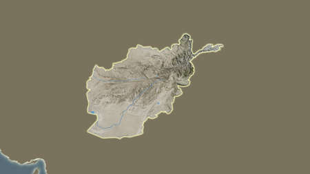 Afghanistan area map in the Azimuthal Equidistant projection. satellite imagery. Overlay with clean background without bordersの写真素材