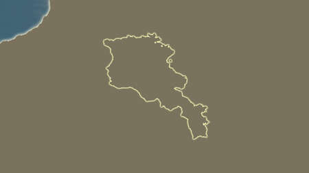 Armenia area map in the Azimuthal Equidistant projection. satellite imagery. Clean shape without bordersの写真素材