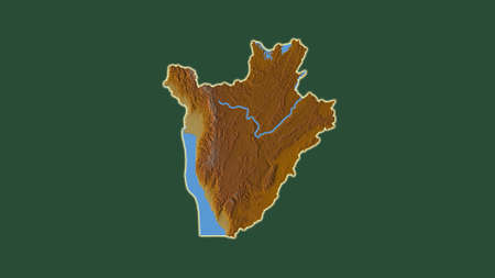 Burundi area map in the Azimuthal Equidistant projection. topographic relief map. Overlay with clean background without bordersの写真素材