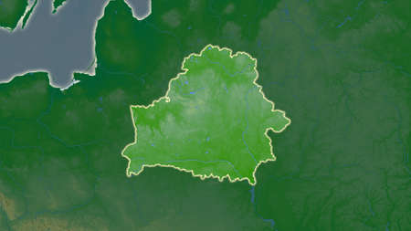Belarus area map in the Azimuthal Equidistant projection. color physical map. Overlay with clean background without bordersの写真素材