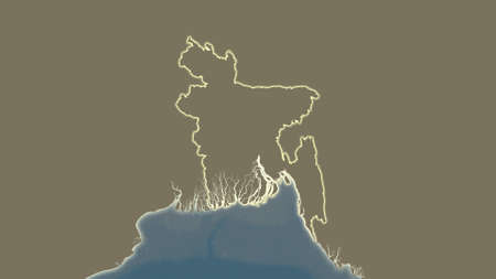 Bangladesh area map in the Azimuthal Equidistant projection. satellite imagery. Clean shape without bordersの写真素材