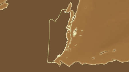 Belize area map in the Azimuthal Equidistant projection. tinted elevation shader. Clean shape without bordersの写真素材