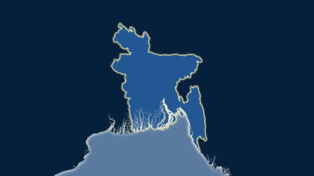 Bangladesh area map in the Azimuthal Equidistant projection. shapes only - land/ocean mask. Full composition of rasters without bordersの写真素材