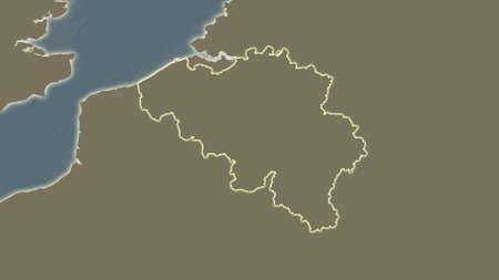 Belgium area map in the Azimuthal Equidistant projection. satellite imagery. Clean shape without bordersの写真素材