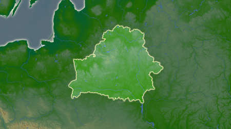 Belarus area map in the Azimuthal Equidistant projection. color physical map. Full composition of rasters without bordersの写真素材