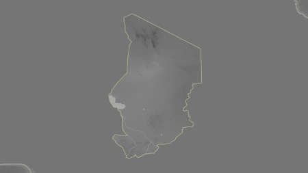 Chad area map in the Azimuthal Equidistant projection. grayscale elevation map. Overlay with clean background without bordersの写真素材