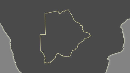 Botswana area map in the Azimuthal Equidistant projection. bilevel elevation map. Clean shape without bordersの写真素材