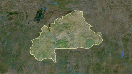 Burkina Faso area map in the Azimuthal Equidistant projection. satellite imagery. Full composition...