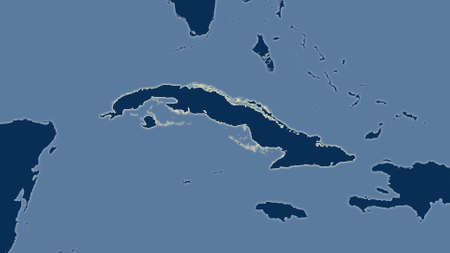 Cuba area map in the Azimuthal Equidistant projection. shapes only - land/ocean mask. Clean shape without bordersの写真素材