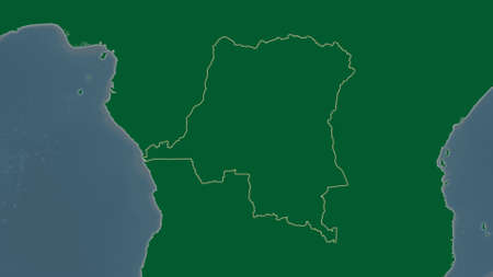 Congo Kinshasa area map in the Azimuthal Equidistant projection. color physical map. Clean shape without bordersの写真素材