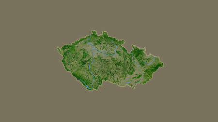 Czech Republic area map in the Azimuthal Equidistant projection. satellite imagery. Overlay with clean background without bordersの写真素材