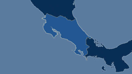Costa Rica area map in the Azimuthal Equidistant projection. shapes only - land/ocean mask. Overlay with clean background without bordersの写真素材