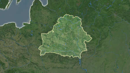 Belarus area map in the Azimuthal Equidistant projection. satellite imagery. Full composition of rasters without bordersの写真素材