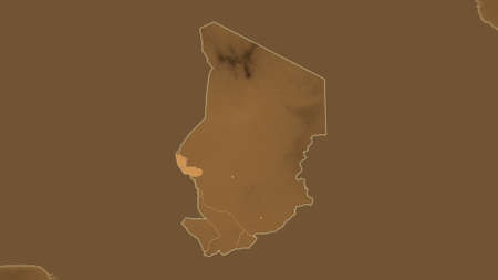 Chad area map in the Azimuthal Equidistant projection. tinted elevation shader. Overlay with clean background without bordersの写真素材