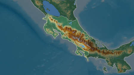 Costa Rica area map in the Azimuthal Equidistant projection. topographic relief map. Full composition of rasters without bordersの写真素材