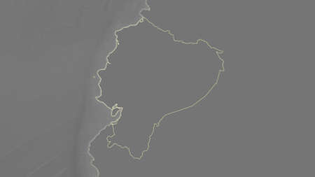 Ecuador area map in the Azimuthal Equidistant projection. grayscale elevation map. Clean shape without bordersの写真素材