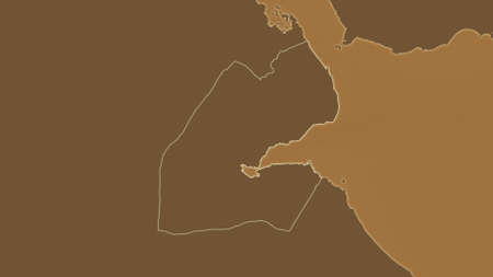 Djibouti area map in the Azimuthal Equidistant projection. tinted elevation shader. Clean shape without bordersの写真素材