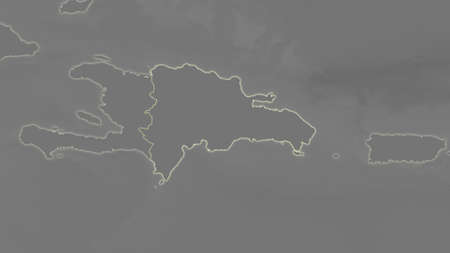 Dominicana area map in the Azimuthal Equidistant projection. grayscale elevation map. Clean shape without bordersの写真素材