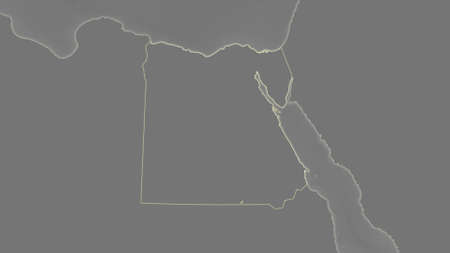 Egypt area map in the Azimuthal Equidistant projection. grayscale elevation map. Clean shape without bordersの写真素材