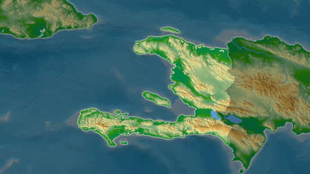 Haiti area map in the Azimuthal Equidistant projection. color physical map. Full composition of rasters without bordersの写真素材