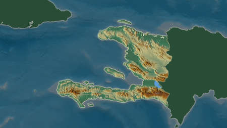 Haiti area map in the Azimuthal Equidistant projection. topographic relief map. Overlay with clean background without bordersの写真素材