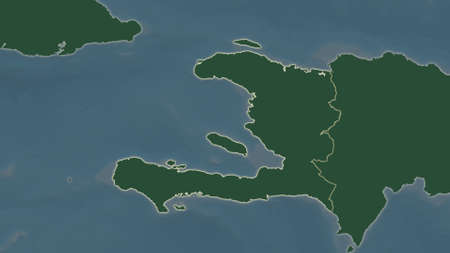 Haiti area map in the Azimuthal Equidistant projection. topographic relief map. Clean shape without...