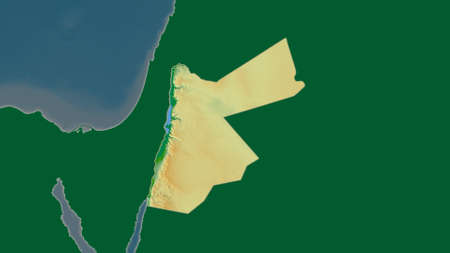 Jordan area map in the Azimuthal Equidistant projection. color physical map. Overlay with clean background without bordersの写真素材