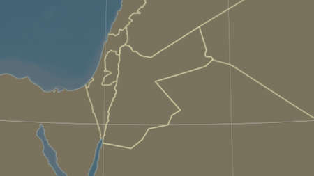Jordan area map in the Azimuthal Equidistant projection. satellite imagery. Clean shape with borders...