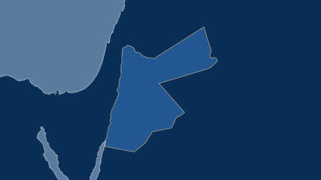 Jordan area map in the Azimuthal Equidistant projection. shapes only - land/ocean mask. Overlay with clean background without bordersの写真素材