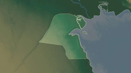 Kuwait area map in the Azimuthal Equidistant projection. topographic relief map. Full composition of rasters without bordersの写真素材