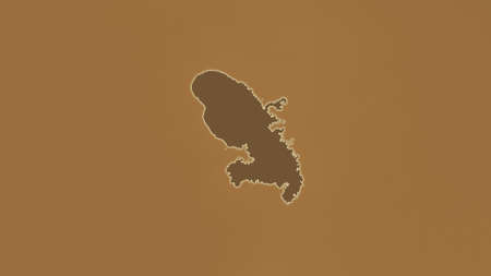 Martinique area map in the Azimuthal Equidistant projection. tinted elevation shader. Clean shape without bordersの写真素材