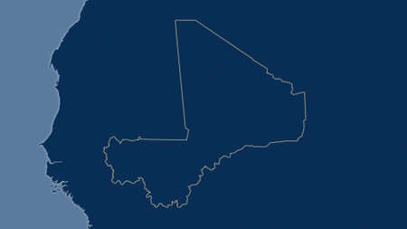 Mali area map in the Azimuthal Equidistant projection. shapes only - land/ocean mask. Clean shape without bordersの写真素材